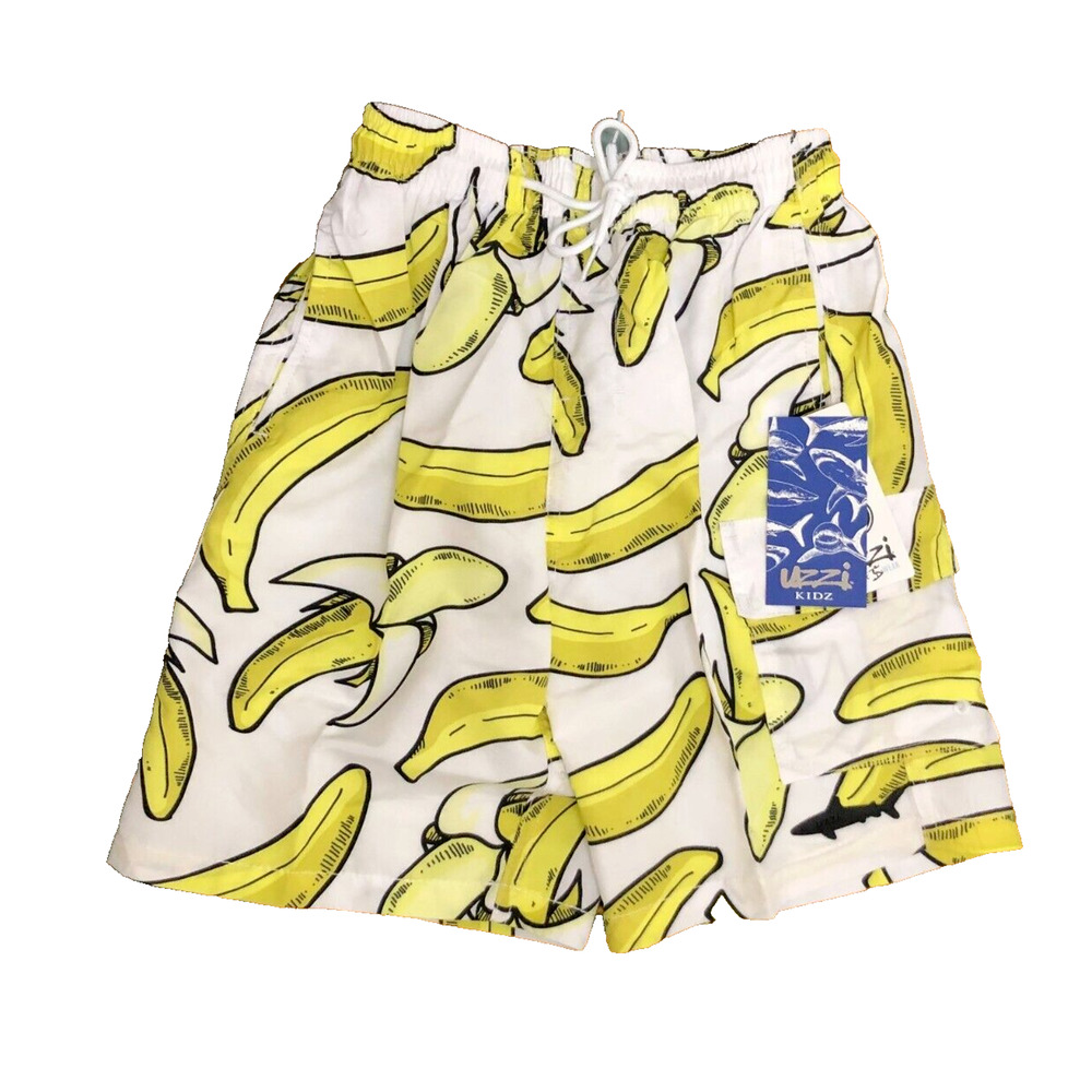 UZZI Banana Swimsuit Swim Boys Shorts Trunks Size S NWT Vacation Fun Pool